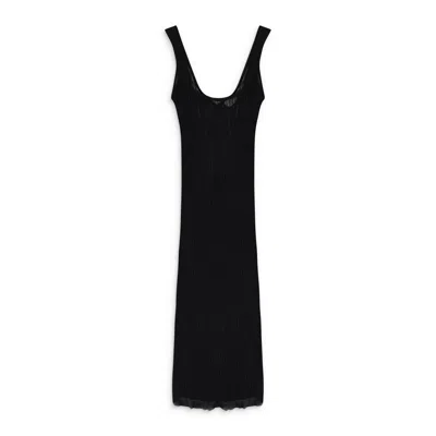 Lanvin Black Sleeveless Bodycon Midi Dress In Black