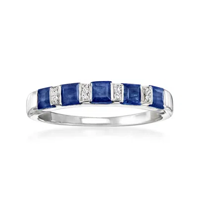 Ross-simons Sapphire Ring With Diamonds In Sterling Silver In Blue