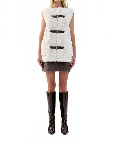 Unreal Fur Dandy Vest In Cream In White