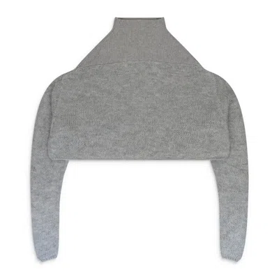 Ben Taverniti Unravel Project Light Grey Oversize Mesh Hybrid Turtleneck Sweater In Gray