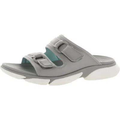 Ryka Devotion Slide Womens Comfort Slip On Flat Sandals In Gray