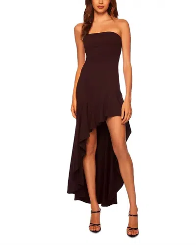 Susana Monaco Tube Asymmetrical Ruffle Dress In Cabernet In Brown