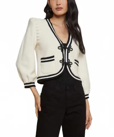 L Agence Kaito Contrast Trim Crop Cardigan In Ivory Multi In Neutral