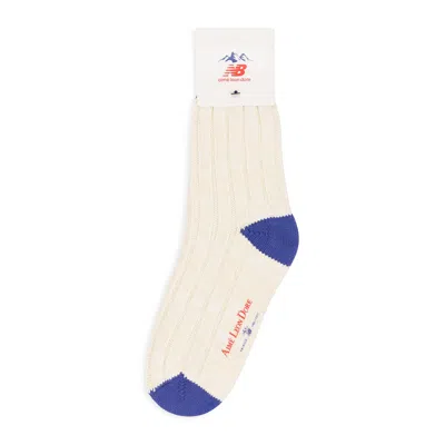 Aimé Leon Dore Cream New Balance Striped Boot Socks In White