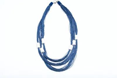 Avenue Chic Women's Silk Multi Layered Necklace In Blue In Blue
