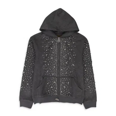 Birth Of Royal Child Grey Cashew Blossom Pearl Zipper Hoodie In Black