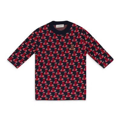 Lanvin Navy 3d Jl Knit Ss T-shirt In Multi