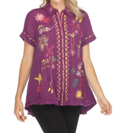 Johnny Was Faye Blouse In Deep Iris In Multi