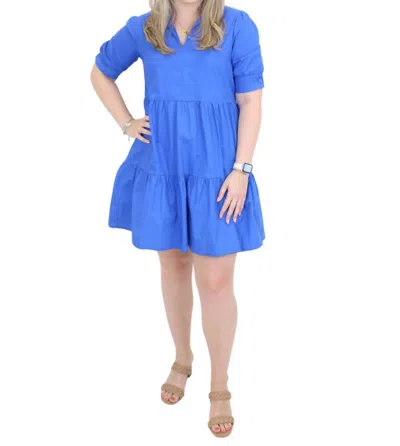 Lili Sidonio Tiered Shirt Dress In Royal Blue In Blue