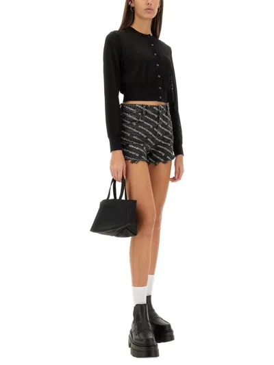 Alexander Wang T T By Alexander Wang Black Cropped Cardigan In Black