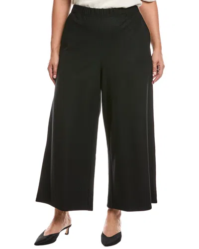 Eileen Fisher Plus Wool Wide Ankle Pant In Black