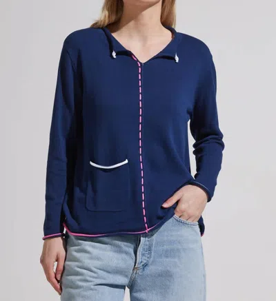 Zaket & Plover Thread Detail Sweater In Navy In Blue