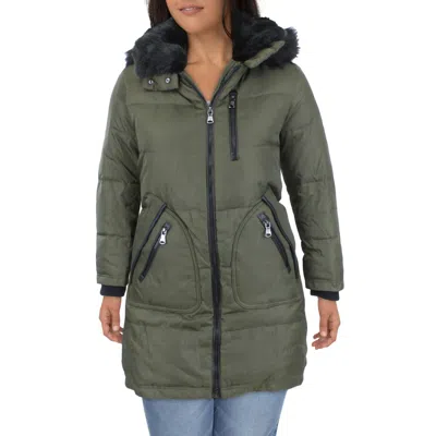 Vince Camuto Womens Heavy Midi Down Coat In Green