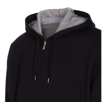 Brunello Cucinelli Men Zipped Double Hoodie In Black