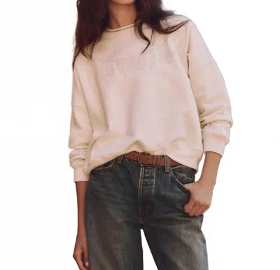 The Great Floral Applique Teammate Sweatshirt In Washed White In Pink