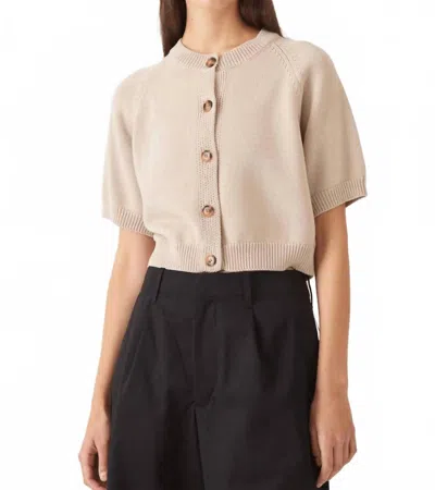 Demylee New York Amy Short-sleeve Cardigan In Pearl Barley In Multi