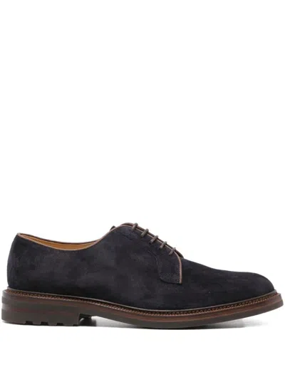 Brunello Cucinelli Suede Lace-up Shoes In Black