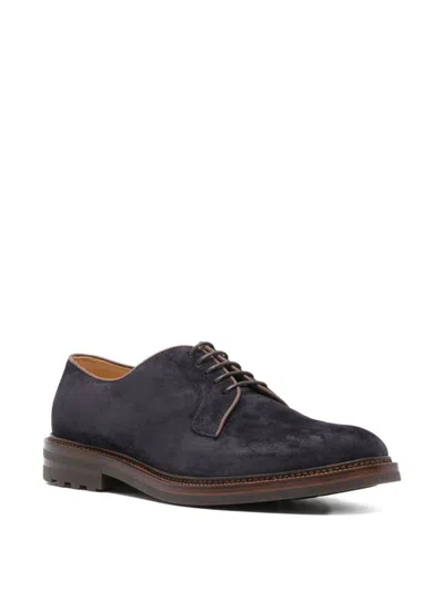 Brunello Cucinelli Suede Lace-up Shoes In Black