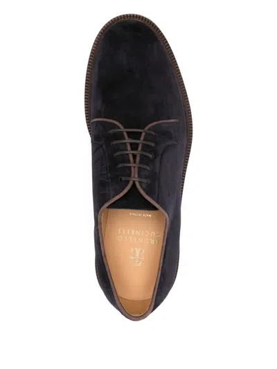 Brunello Cucinelli Suede Lace-up Shoes In Black