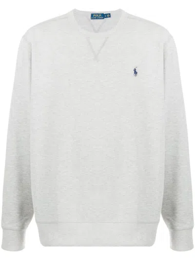 Polo Ralph Lauren Long-sleeve Heathered Sweatshirt With Classic Crew Neckline In Silver