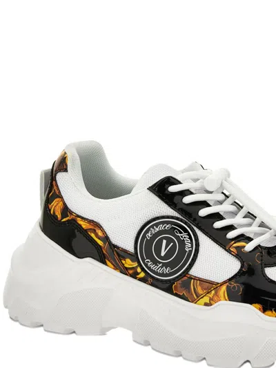 Versace Jeans Couture Barocco-print Platform Sneakers In White