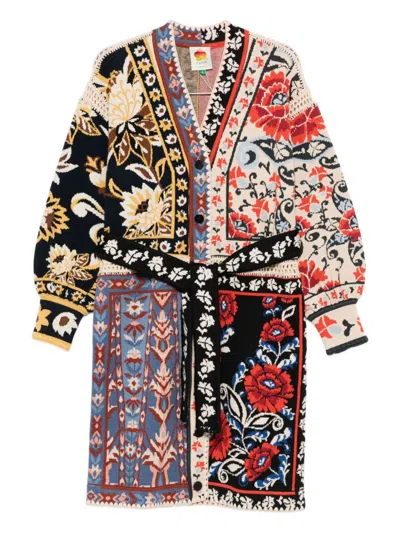 Farm Rio Floral-patchwork Cardi-coat In Multi