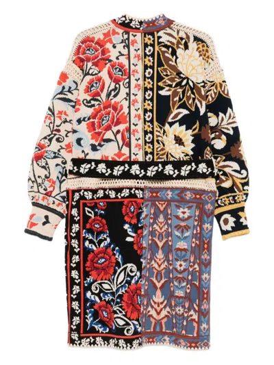 Farm Rio Floral-patchwork Cardi-coat In Multi