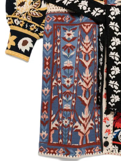 Farm Rio Floral-patchwork Cardi-coat In Multi