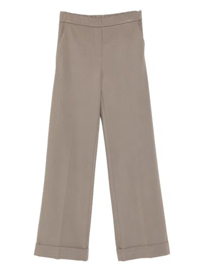 Le Tricot Perugia Folded-hem Pants In Brown