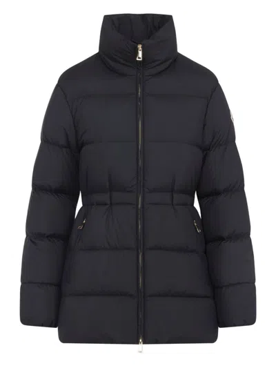 Moncler Quilted Jacket With High Collar And Pockets In Black