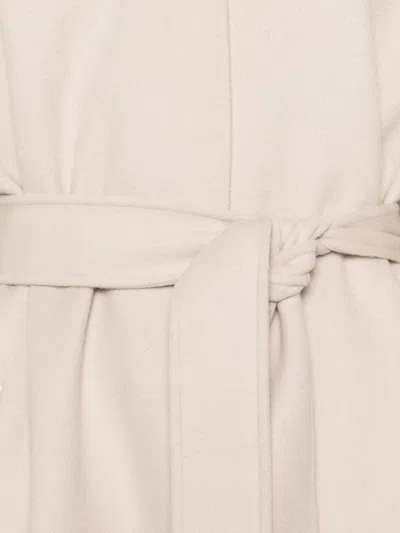 Pinko Hooded Belted Coat In Neutral
