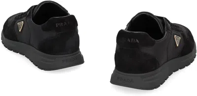 Prada Prax 01 Re-nylon And Brushed Leather Sneakers In Black