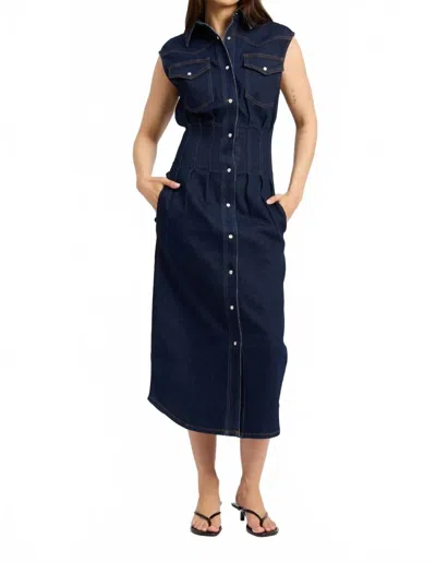 En Saison Eliana Sleeveless Midi Shirt Dress In Blue