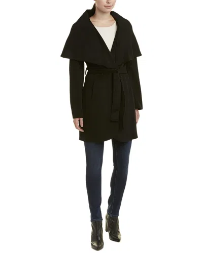 Tahari Maria Belted Wool-blend Coat In Black