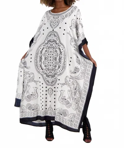 Advance Apparel Geometric Print Kaftan In White Base With Black Pattern In White