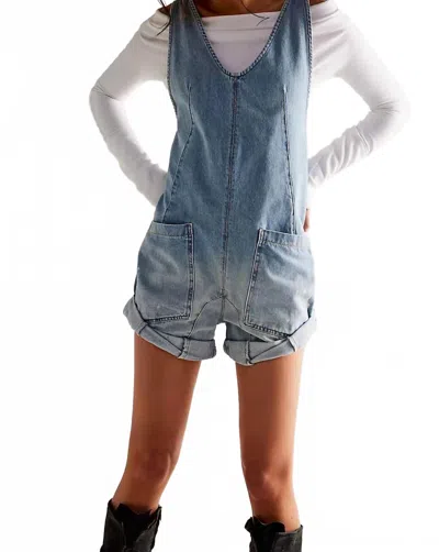Free People High Roller Shortall Jumpsuit In Bright Eyes In Blue