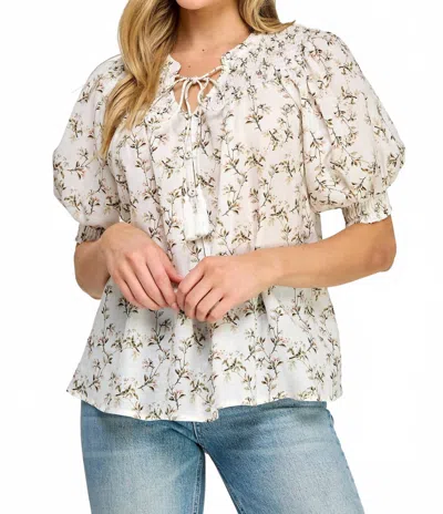 Ellison Flower Print Short Sleeve Peasant Blouse In Multi In Multi