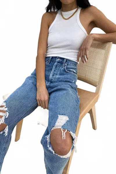 Agolde 90's Ripped Straight Leg Jeans In Fall Out In Multi