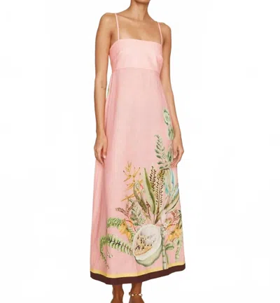 Alemais Papaya Print Midi Sundress In Navy In Pink
