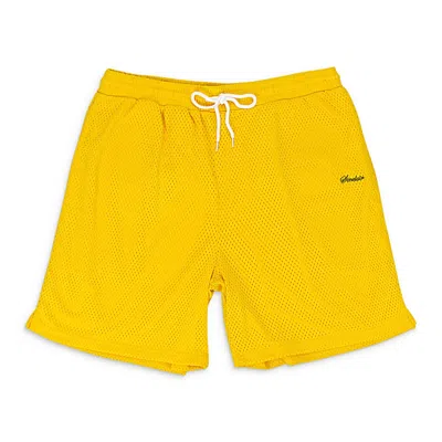 Sinclair Script-logo Mesh Shorts In Yellow