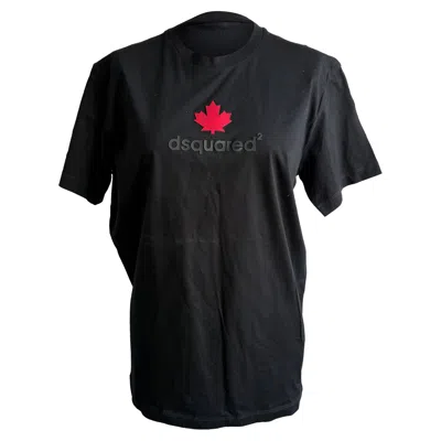 Dsquared2 Maple Logo T-shirt In Black Cotton In Black