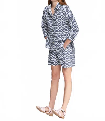 Vilagallo Poline Embroidered Shirt In Ikat Marino In Multi