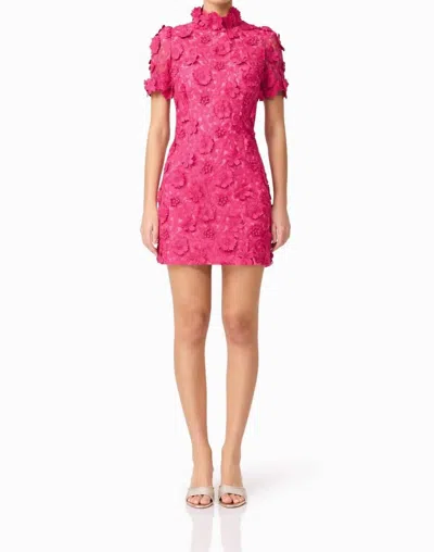 Elliatt Claudia Short Sleeve Mini Dess In Fuchsia In Pink