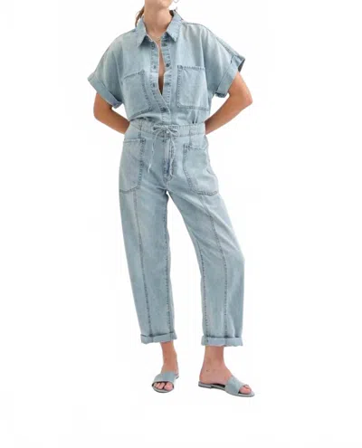 Daze Villa Drawstring Barrel Leg Jean In Wild Card In Blue