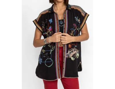 Johnny Was Dionne Button Down Blouse In Black In Multi