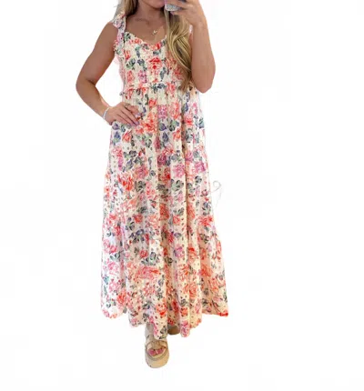 Tolani Floral Eyelet Maxi Sun Dress In Multi In Multi