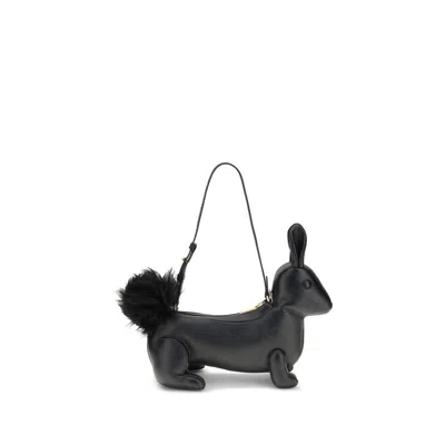 Thom Browne Squirrel-motif Zipped Shoulder Bag In Black