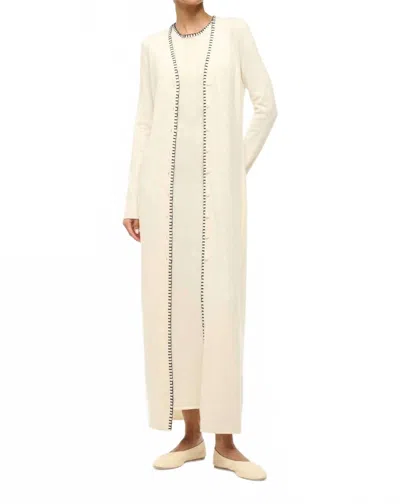 Staud Morrison Cardigan In Ivory/navy In Multi