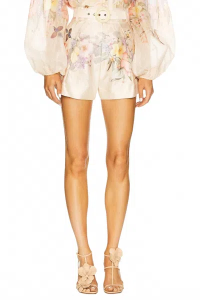 Zimmermann Illuminate Tuck Short In Ivory Tropical In Multi