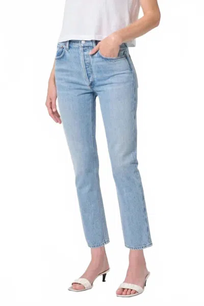 Agolde Riley High Rise Straight Crop Jeans In Prevail In Blue
